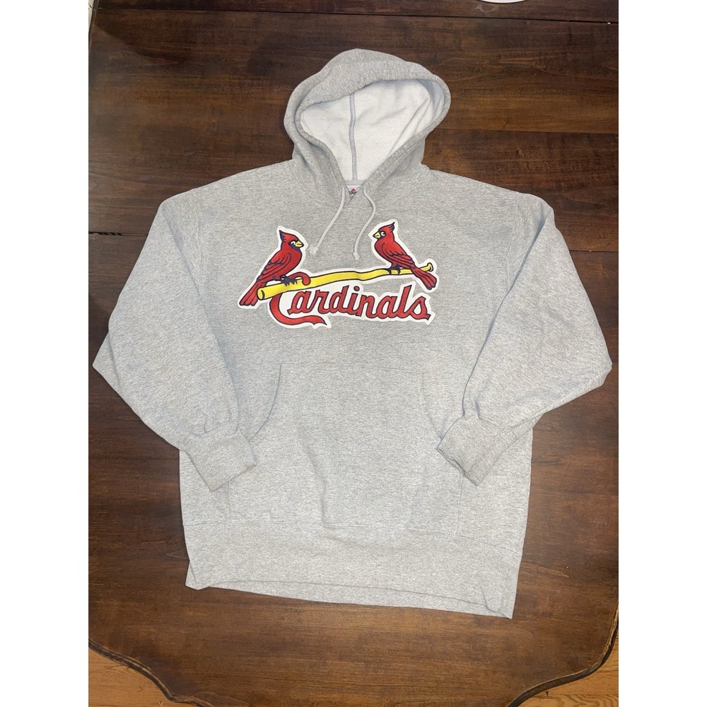 Vintage Saint Louis Cardinals MLB Pullover Grey Hoodie Big Logo Size Large